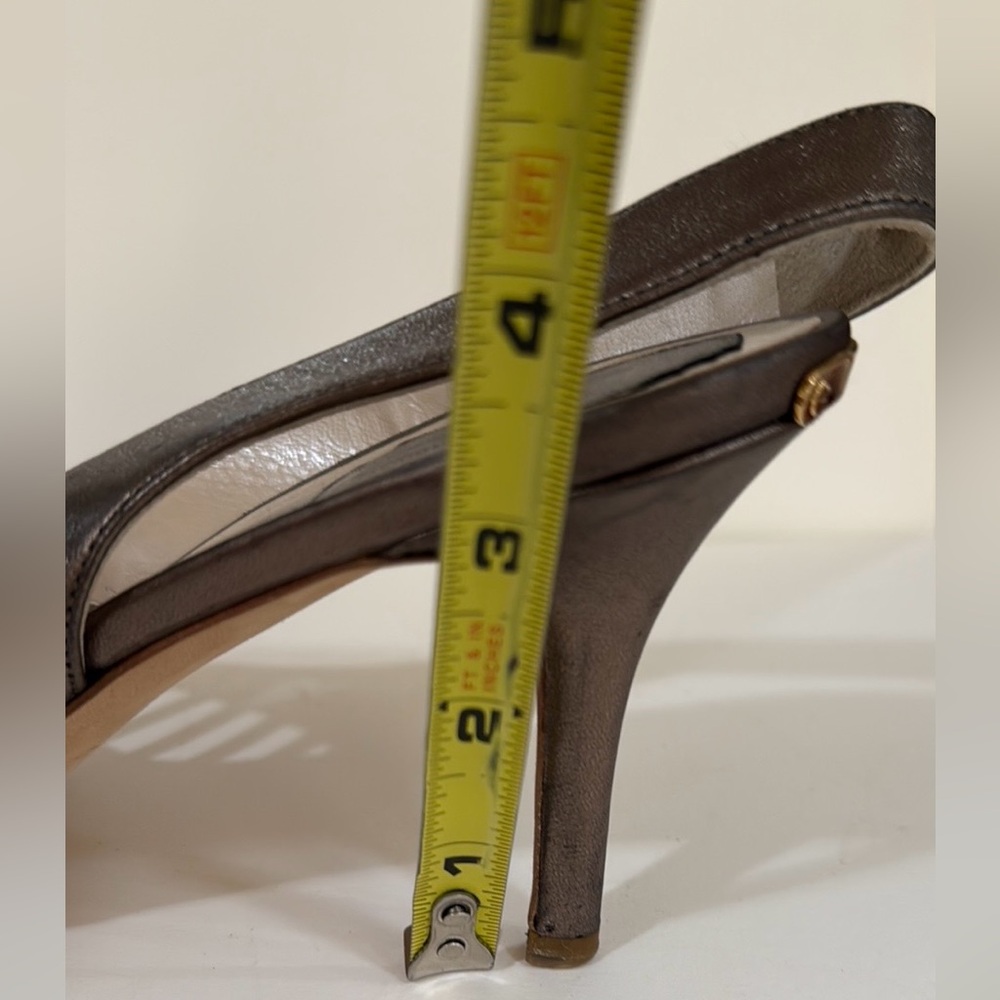 Christian Dior Bronze Stiletto Heels Sandals sling back size 41 made in Italy - Picture 15 of 16